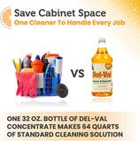 Del-Val Super Concentrated Orange Cleaner and Degreaser - An All In One Biodegradable and Non Corrosive Citric Extract Solvent, Degreaser and Deodorizer for Tough Jobs and Everyday Needs
