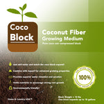 Home and Country USA Coconut Fiber Compressed Coco Coir Brick. Great to use as a Compost Starter for Your Home Garden.